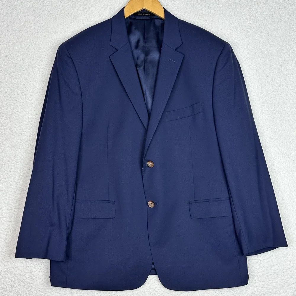 Lauren Ralph Lauren Slim Fit Sport Coat Blazer Men's 44S Navy Blue 100% Wool
